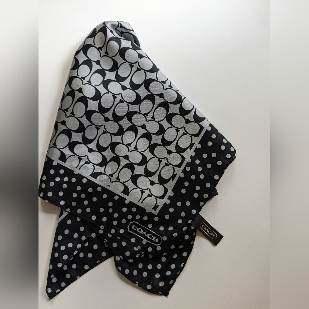 Coach signature print silk square scarf
